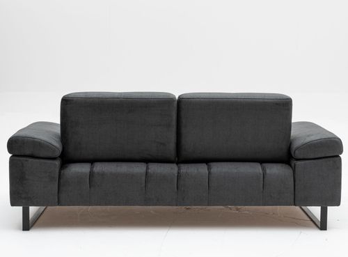 Canapé droit moderne 2 places tissu doux anthracite pieds métal noir Kustone 199 cm - Photo n°3; ?>