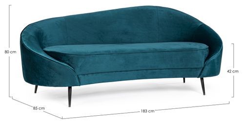 Canapé en polyester bleu turquoise 2 places Sera - Photo n°3; ?>