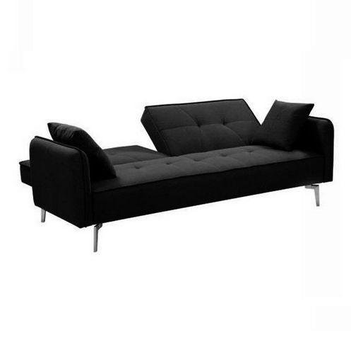 Canapé lit 2 places tissu noir et pieds métal Sheqi - Photo n°2; ?>