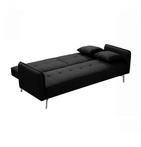 Canapé lit 2 places tissu noir et pieds métal Sheqi - Photo n°3; ?>