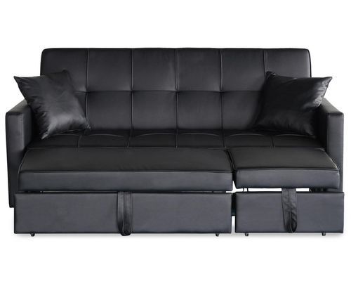 Canapé lit 3 places simili cuir noir Kant 205 cm - Photo n°2; ?>