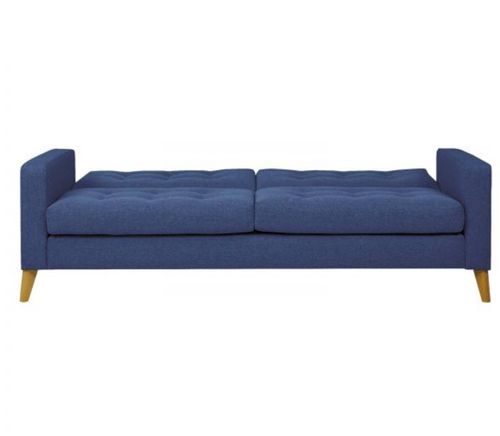 Canapé lit 3 places tissu bleu et pieds bois clair Ruth - Photo n°3; ?>