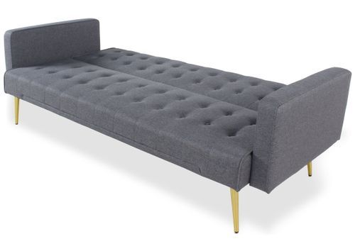 Canapé lit 3 places tissu gris foncé et pieds métal doré Justine 175 cm - Photo n°3; ?>