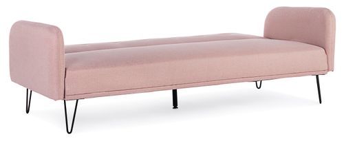 Canapé lit 3 places tissu polyester rose Becky - Photo n°2; ?>