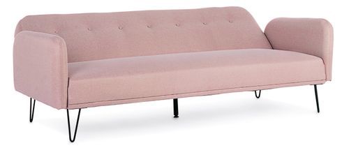 Canapé lit 3 places tissu polyester rose Becky - Photo n°3; ?>