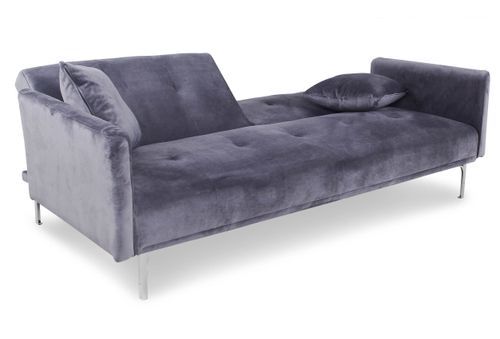 Canapé lit 3 places velours gris et pieds métal Mindy - Photo n°2; ?>