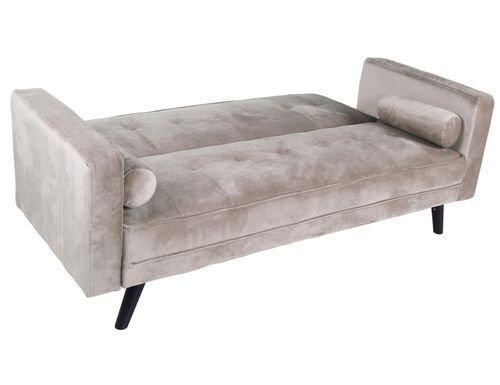 Canapé lit 3 places velours taupe Cansy 186 cm - Photo n°3; ?>
