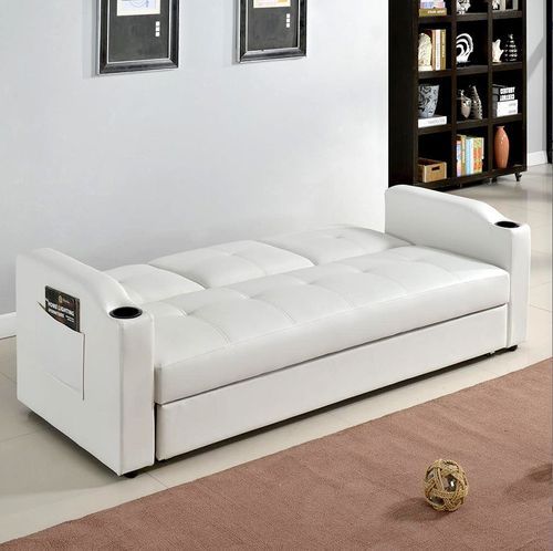 Canapé lit avec coffre simili cuir blanc 80x200 cm Barco - Photo n°3; ?>