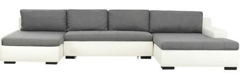 Canapé lit modulaire simili cuir blanc et gris clair Salma - Photo n°3; ?>