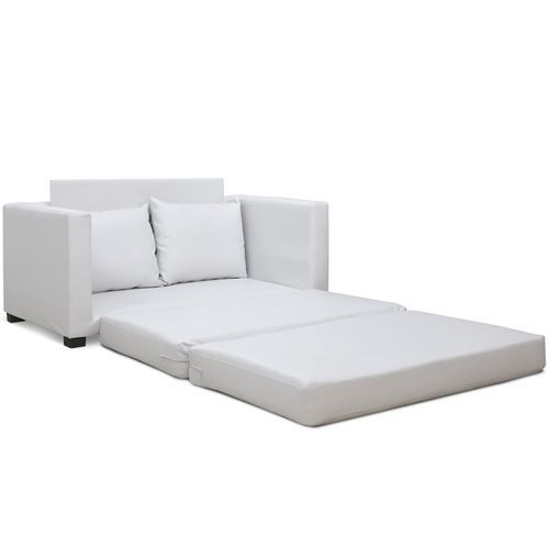 Canapé lit simili cuir blanc Maryote - Photo n°2; ?>