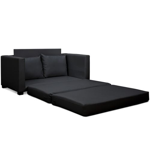Canapé lit simili cuir noir Maryote - Photo n°2; ?>