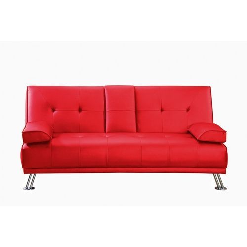 Canapé lit simili cuir rouge Drink 3 places - Photo n°3; ?>