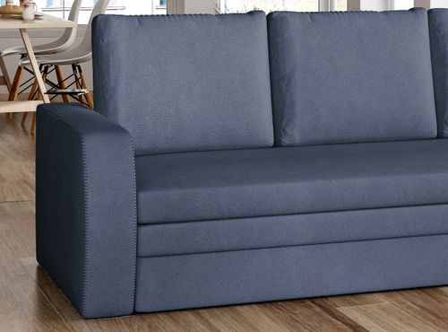 Canapé lit tissu bleu turquin avec coffre de rangement Liverna 220 cm - Photo n°3; ?>