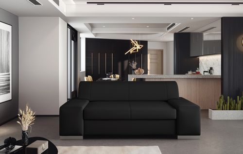 Canapé minimaliste 2/3 places simili cuir noir Plazo 190 cm - Photo n°2; ?>