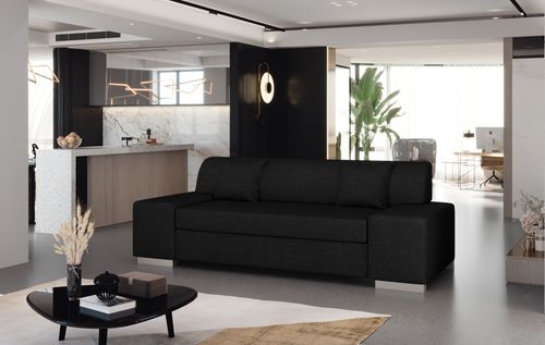 Canapé minimaliste 3/4 places tissu noir Plazo 210 cm - Photo n°2; ?>