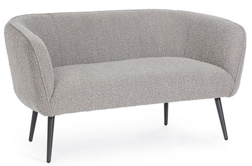 Canapé moderne 2 places tissu doux bouclé gris et pieds acier noir Kadole 126 cm - Photo n°2; ?>