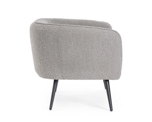 Canapé moderne 2 places tissu doux bouclé gris et pieds acier noir Kadole 126 cm - Photo n°3; ?>