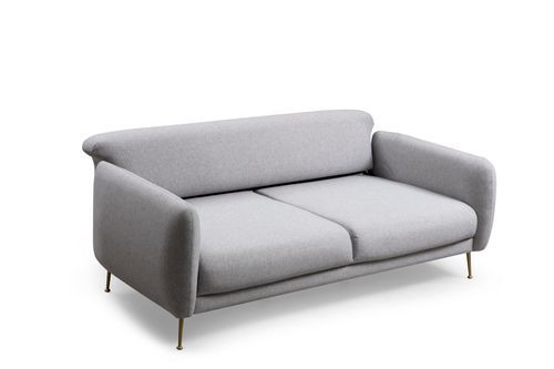 Canapé moderne 3 places tissu gris clair et pieds métal noir Kezila 214 cm - Photo n°3; ?>