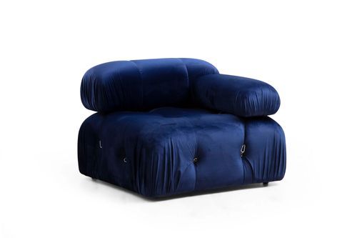 Canapé modulable velours bleu foncé 4 places avec pouf Noah - Photo n°2; ?>