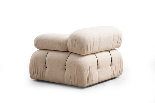 Canapé modulable velours crème 4 places avec pouf Noah - Photo n°3; ?>