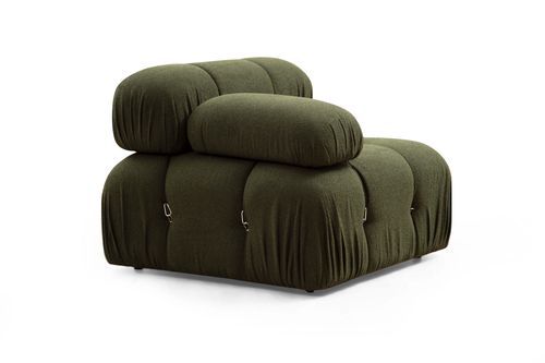 Canapé modulable velours vert 4 places avec pouf Noah - Photo n°3; ?>