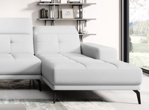Canapé panoramique design simili cuir blanc têtières angle gauche avec accoudoir Stan 350 cm - Photo n°2; ?>