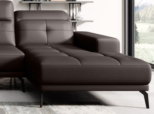 Canapé panoramique design simili cuir marron têtières angle gauche avec accoudoir Stan 350 cm - Photo n°2; ?>