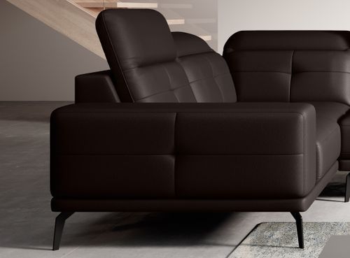 Canapé panoramique design simili cuir marron têtières angle gauche avec accoudoir Stan 350 cm - Photo n°3; ?>