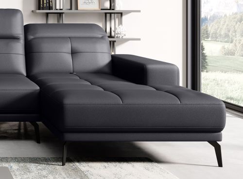 Canapé panoramique design simili cuir noir têtières angle gauche avec accoudoir Stan 350 cm - Photo n°2; ?>