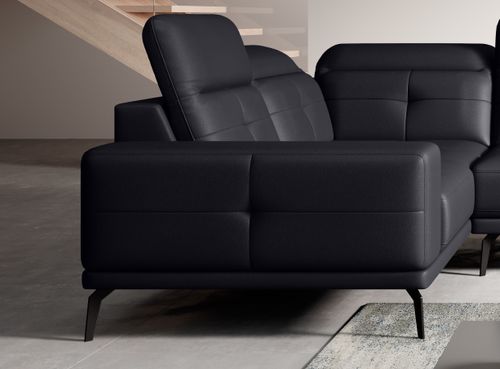 Canapé panoramique design simili cuir noir têtières angle gauche avec accoudoir Stan 350 cm - Photo n°3; ?>