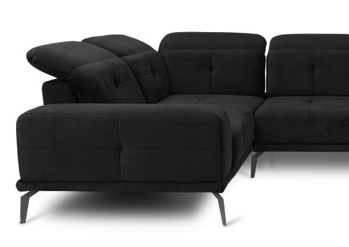 Canapé panoramique design tissu noir têtières angle gauche avec accoudoir Stan 350 cm - Photo n°3; ?>