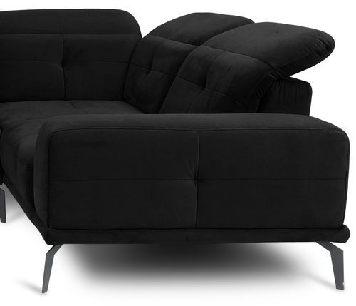 Canapé panoramique design velours noir têtières angle droit avec accoudoir Stan 350 cm - Photo n°2; ?>