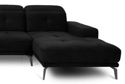 Canapé panoramique design velours noir têtières angle gauche avec accoudoir Stan 350 cm - Photo n°2; ?>