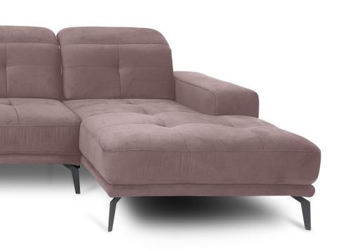 Canapé panoramique design velours rose balais têtières angle gauche avec accoudoir Stan 350 cm - Photo n°3; ?>