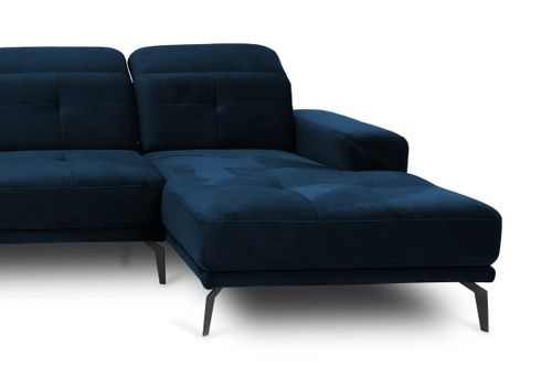 Canapé panoramique moderne tissu bleu nuit têtières angle gauche Versus 350 cm - Photo n°2; ?>