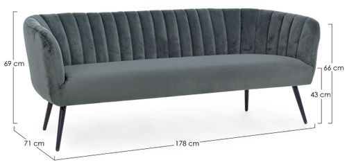 Canapé polyester gris foncé et pieds en acier 3 places Avi - Photo n°3; ?>