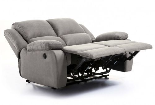 Canapé relaxation électrique 2 places microfibre gris Confort - Photo n°3; ?>
