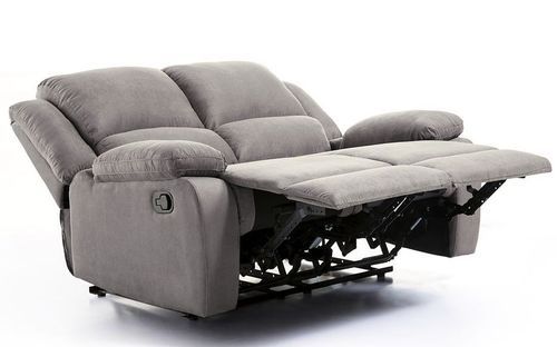 Canapé relaxation manuel 2 places microfibre gris Confort - Photo n°3; ?>