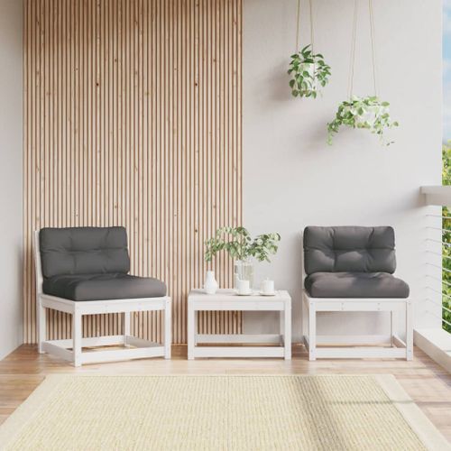 Canapés de jardin avec coussins 2pcs blanc bois de pin massif - Photo n°2; ?>