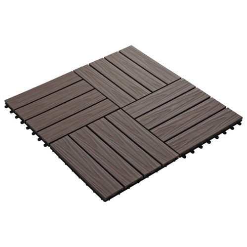 Carreau de terrasse en relief 11 pcs WPC 30x30 cm 1 m² Marron - Photo n°2; ?>