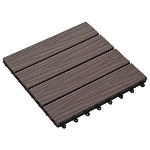 Carreau de terrasse en relief 11 pcs WPC 30x30 cm 1 m² Marron - Photo n°3; ?>