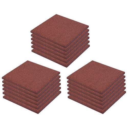 Carreaux de protection antichoc 18pc Caoutchouc 50x50x3cm Rouge - Photo n°2; ?>