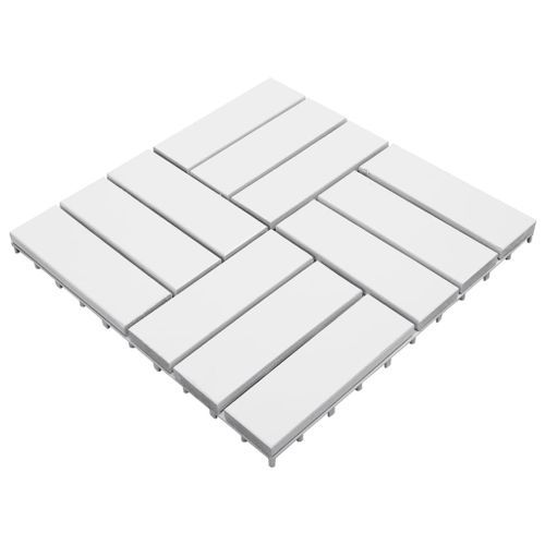 Carreaux de terrasse 10 pcs Blanc 30x30 cm Bois d'acacia solide 2 - Photo n°2; ?>