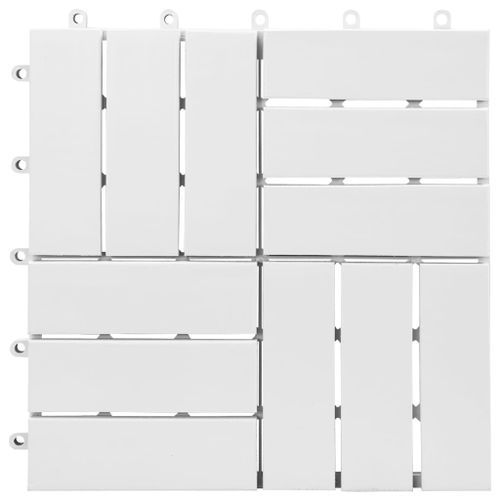 Carreaux de terrasse 10 pcs Blanc 30x30 cm Bois d'acacia solide 2 - Photo n°3; ?>