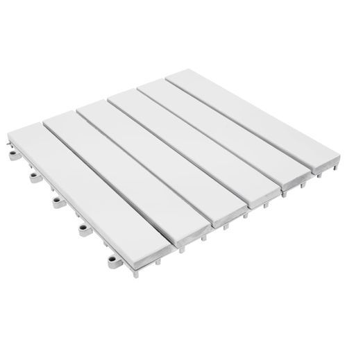 Carreaux de terrasse 10 pcs Blanc 30x30 cm Bois d'acacia solide - Photo n°2; ?>