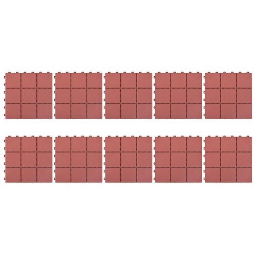 Carreaux de terrasse 10 pcs Rouge 30,5x30,5 cm Plastique - Photo n°2; ?>