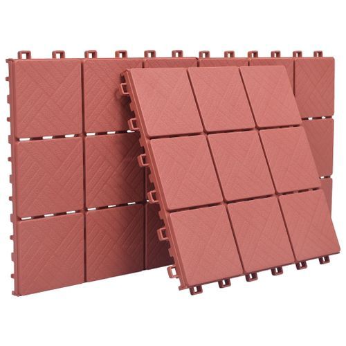 Carreaux de terrasse 10 pcs Rouge 30,5x30,5 cm Plastique - Photo n°3; ?>