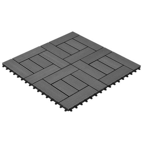 Carreaux de terrasse 22 pcs 30 x 30 cm 2 m² WPC Gris - Photo n°2; ?>