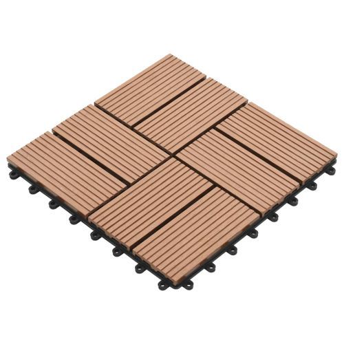 Carreaux de terrasse 22 pcs 30 x 30 cm 2 m² WPC Marron - Photo n°3; ?>