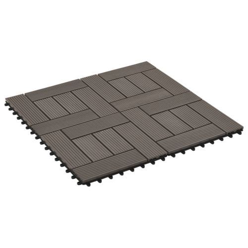 Carreaux de terrasse 22 pcs 30 x 30 cm 2 m² WPC Marron foncé - Photo n°2; ?>